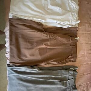 Stylish White, Brown, and Gray Pants Set